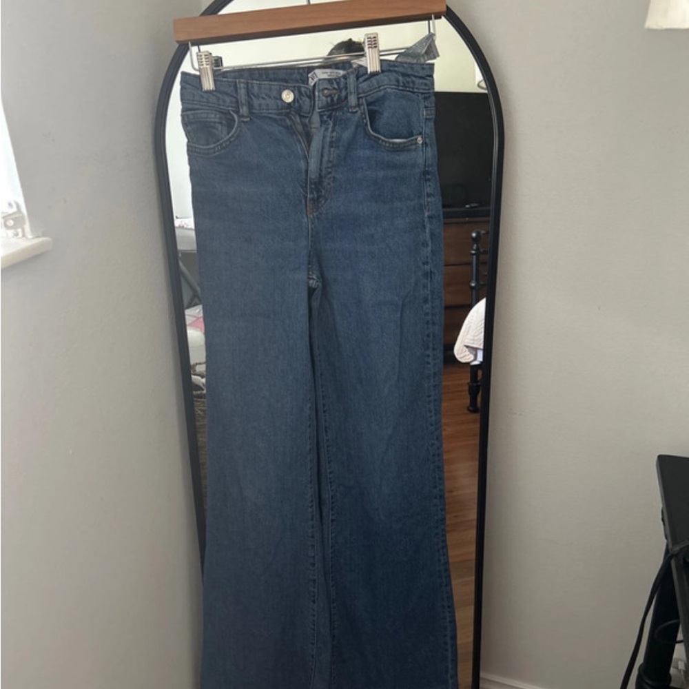 Zara Deep Blue Wide Leg Jeans